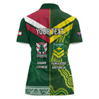 Custom Lebanon And Australia Rugby Women Polo Shirt Aussie Kangaroos Lebanese Cedars