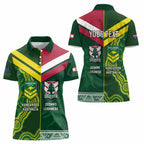 Custom Lebanon And Australia Rugby Women Polo Shirt Aussie Kangaroos Lebanese Cedars