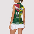 Custom Lebanon And Australia Rugby Women Sleeveless Polo Shirt Aussie Kangaroos Lebanese Cedars