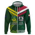 Custom Lebanon And Australia Rugby Zip Hoodie Aussie Kangaroos Lebanese Cedars
