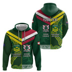 Custom Lebanon And Australia Rugby Zip Hoodie Aussie Kangaroos Lebanese Cedars