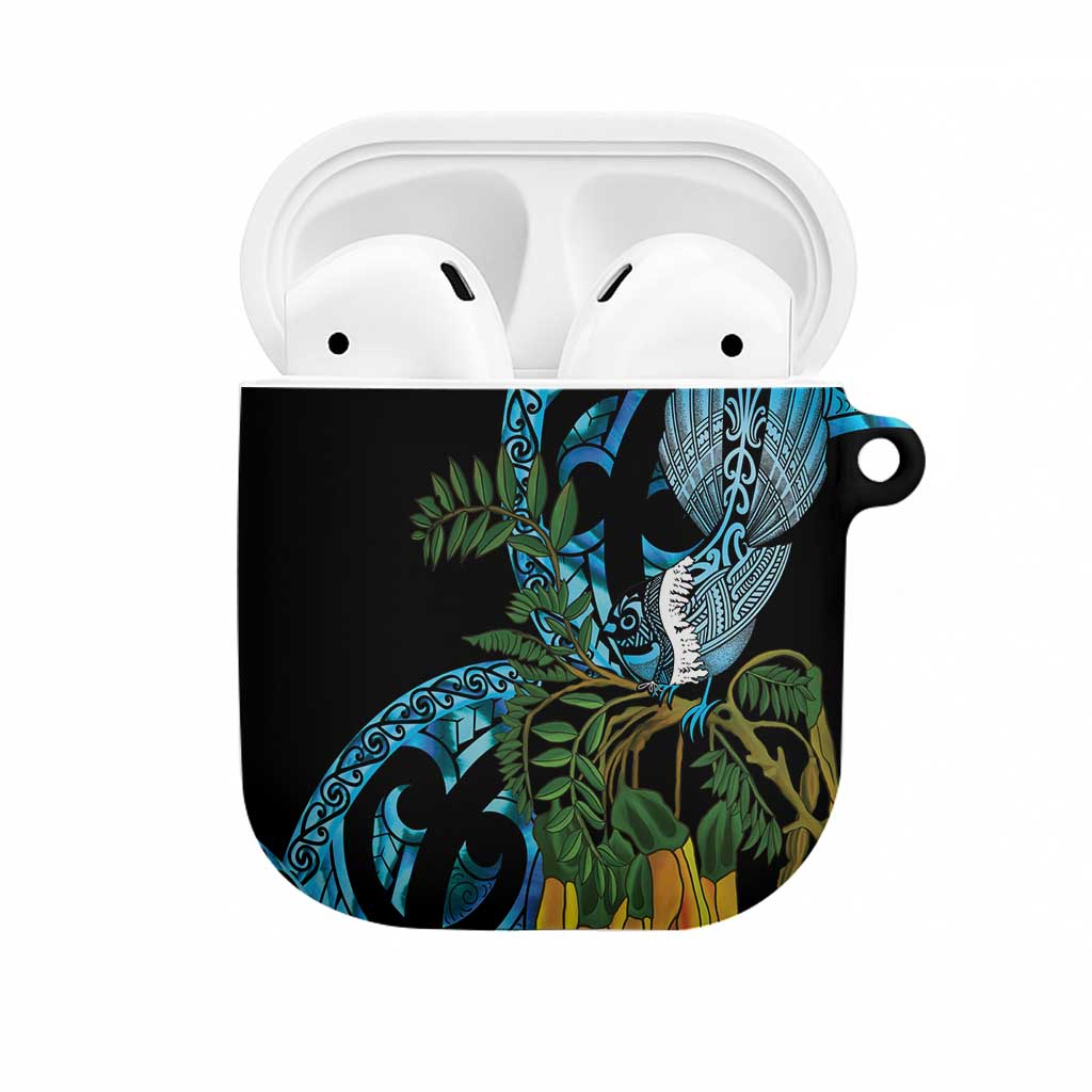 Turquoise New Zealand Kowhai And Piwakawaka AirPods Case Maori Ngaru Paua Shell - Aussie Hoodie