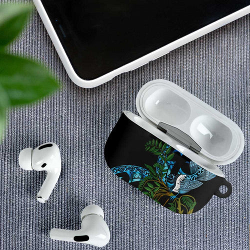 Turquoise New Zealand Kowhai And Piwakawaka AirPods Case Maori Ngaru Paua Shell - Aussie Hoodie