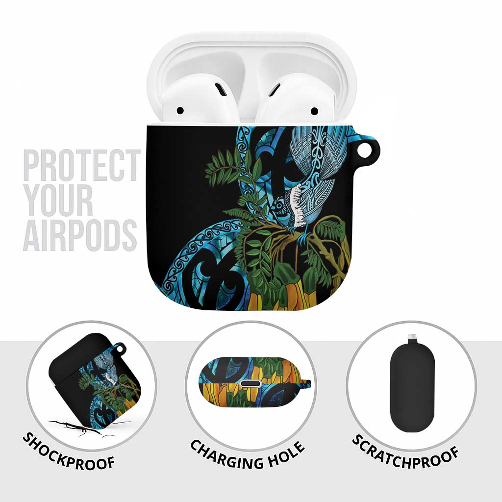 Turquoise New Zealand Kowhai And Piwakawaka AirPods Case Maori Ngaru Paua Shell - Aussie Hoodie