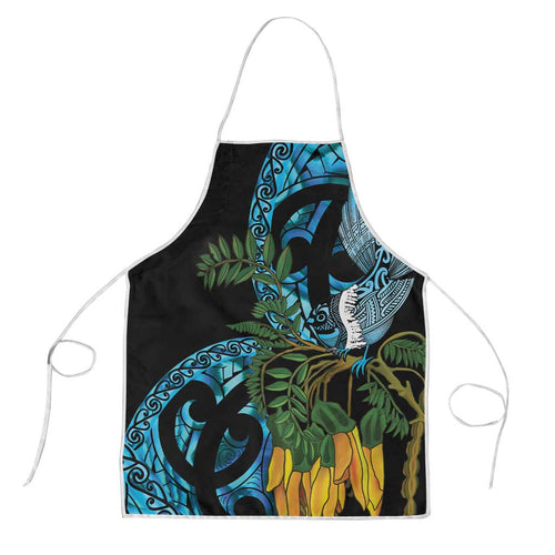 Turquoise New Zealand Kowhai And Piwakawaka Apron Maori Ngaru Paua Shell - Aussie Hoodie