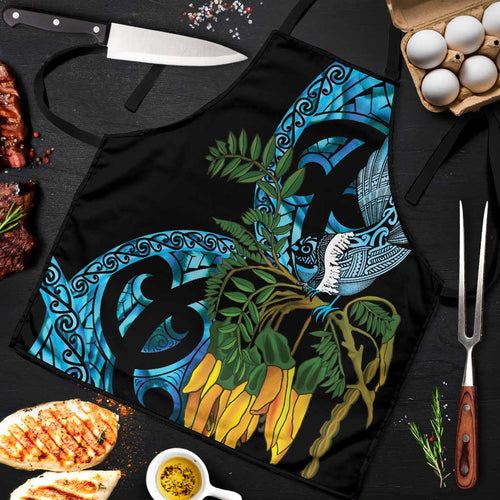 Turquoise New Zealand Kowhai And Piwakawaka Apron Maori Ngaru Paua Shell - Aussie Hoodie