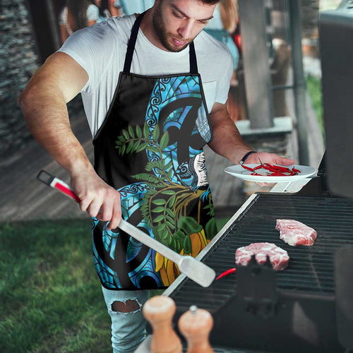 Turquoise New Zealand Kowhai And Piwakawaka Apron Maori Ngaru Paua Shell - Aussie Hoodie
