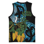 Turquoise New Zealand Kowhai And Piwakawaka Basketball Jersey Maori Ngaru Paua Shell - Aussie Hoodie