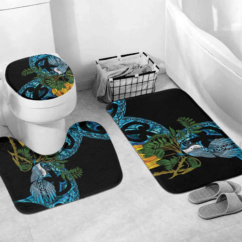 Turquoise New Zealand Kowhai And Piwakawaka Bathroom Set Maori Ngaru Paua Shell - Aussie Hoodie