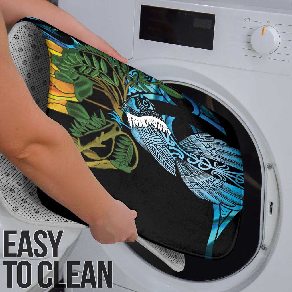 Turquoise New Zealand Kowhai And Piwakawaka Bathroom Set Maori Ngaru Paua Shell - Aussie Hoodie