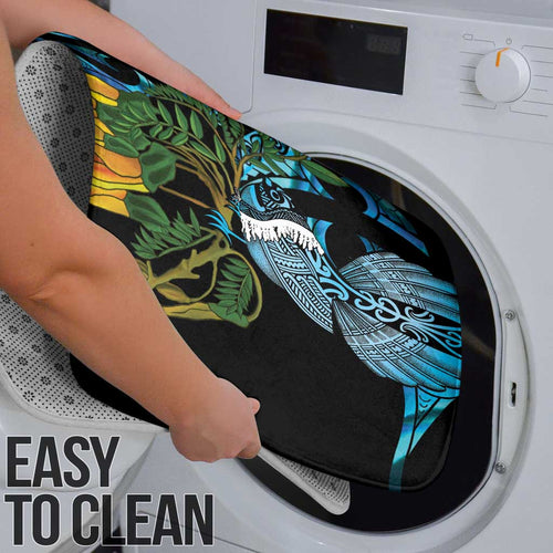 Turquoise New Zealand Kowhai And Piwakawaka Bathroom Set Maori Ngaru Paua Shell - Aussie Hoodie