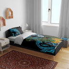Turquoise New Zealand Kowhai And Piwakawaka Bedding Set Maori Ngaru Paua Shell
