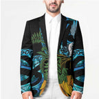 Turquoise New Zealand Kowhai And Piwakawaka Blazer Maori Ngaru Paua Shell - Aussie Hoodie