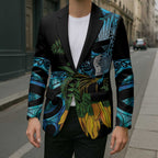 Turquoise New Zealand Kowhai And Piwakawaka Blazer Maori Ngaru Paua Shell - Aussie Hoodie