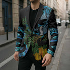 Turquoise New Zealand Kowhai And Piwakawaka Blazer Maori Ngaru Paua Shell - Aussie Hoodie