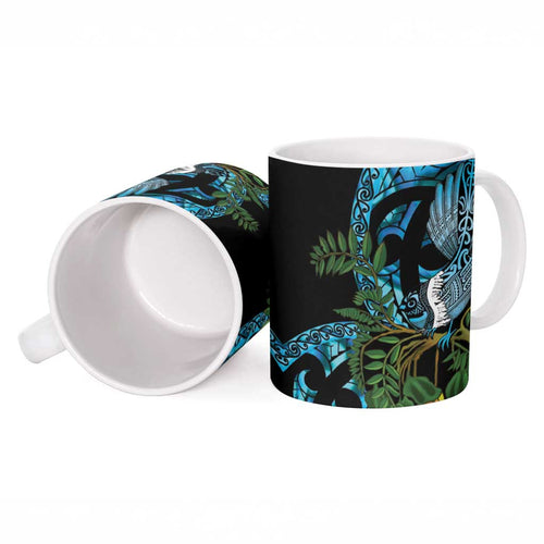 Turquoise New Zealand Kowhai And Piwakawaka Ceramic Mug Maori Ngaru Paua Shell - Aussie Hoodie