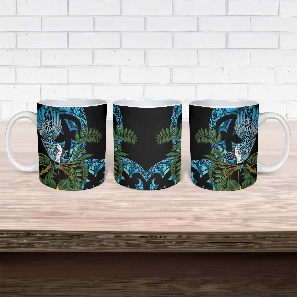 Turquoise New Zealand Kowhai And Piwakawaka Ceramic Mug Maori Ngaru Paua Shell - Aussie Hoodie