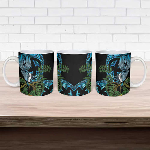 Turquoise New Zealand Kowhai And Piwakawaka Ceramic Mug Maori Ngaru Paua Shell - Aussie Hoodie