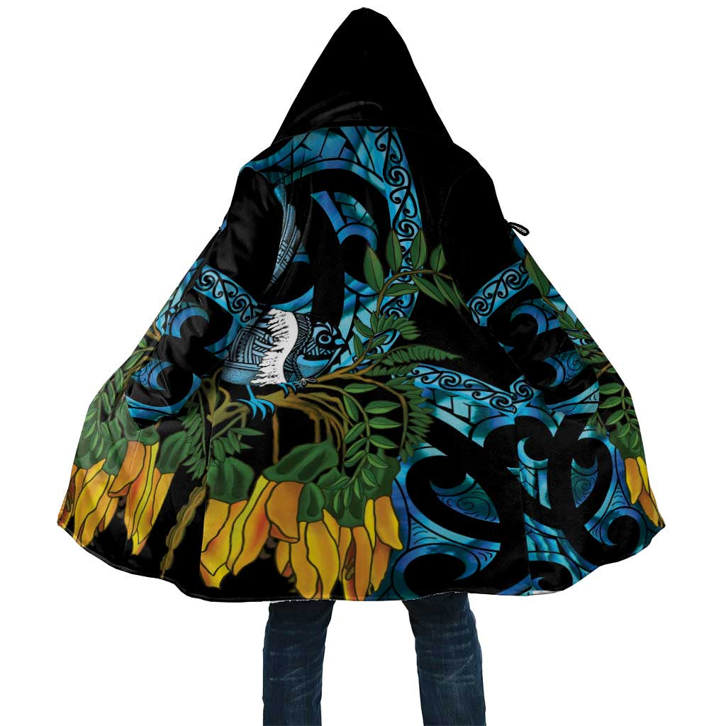Turquoise New Zealand Kowhai And Piwakawaka Cloak Maori Ngaru Paua Shell - Aussie Hoodie