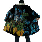 Turquoise New Zealand Kowhai And Piwakawaka Cloak Maori Ngaru Paua Shell - Aussie Hoodie
