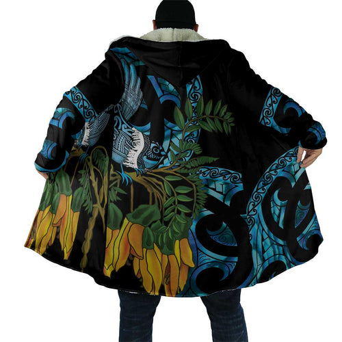 Turquoise New Zealand Kowhai And Piwakawaka Cloak Maori Ngaru Paua Shell - Aussie Hoodie