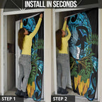 Turquoise New Zealand Kowhai And Piwakawaka Door Cover Maori Ngaru Paua Shell - Aussie Hoodie