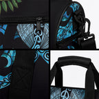 Turquoise New Zealand Kowhai And Piwakawaka Duffle Bag Maori Ngaru Paua Shell
