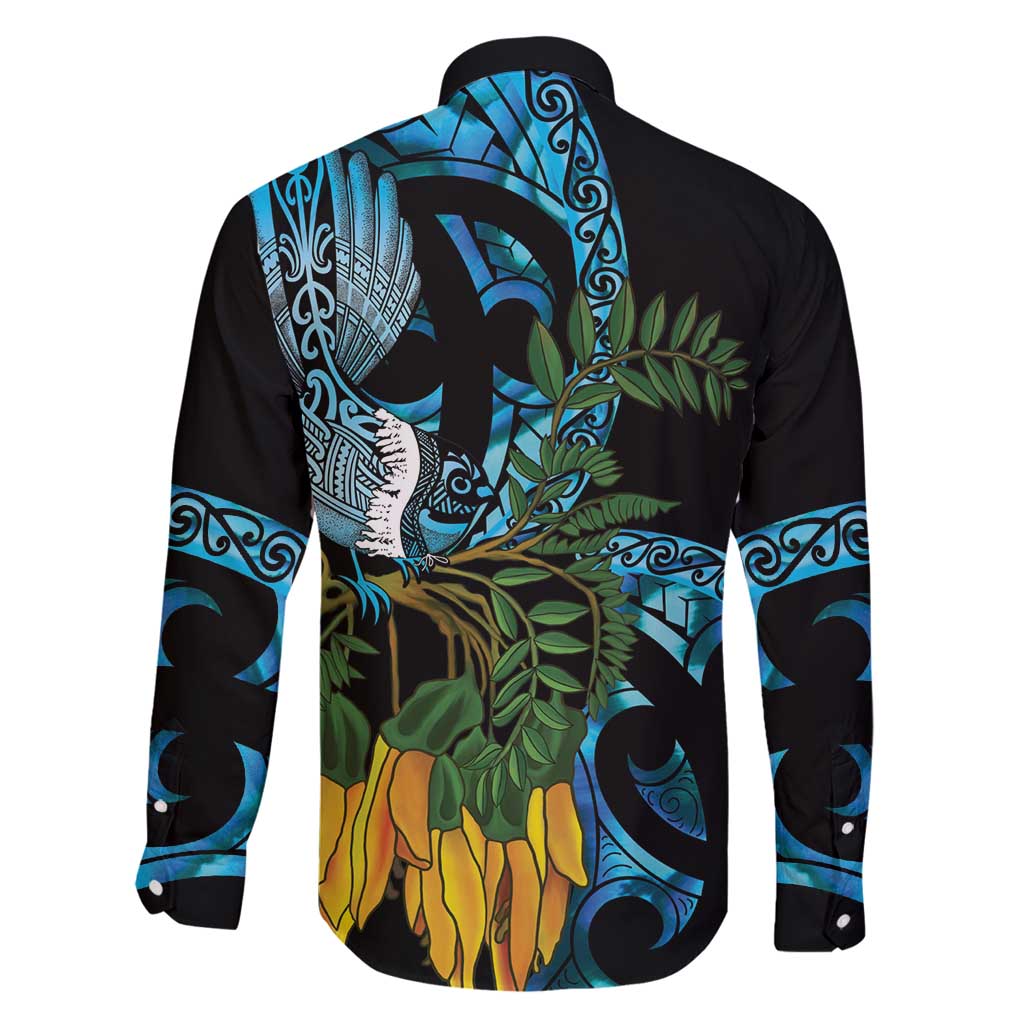 Turquoise New Zealand Kowhai And Piwakawaka Family Matching Tank Maxi Dress and Hawaiian Shirt Maori Ngaru Paua Shell