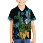 Turquoise New Zealand Kowhai And Piwakawaka Hawaiian Shirt Maori Ngaru Paua Shell