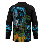 Turquoise New Zealand Kowhai And Piwakawaka Hockey Jersey Maori Ngaru Paua Shell - Aussie Hoodie