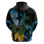 Turquoise New Zealand Kowhai And Piwakawaka Hoodie Maori Ngaru Paua Shell