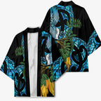 Turquoise New Zealand Kowhai And Piwakawaka Kimono Maori Ngaru Paua Shell - Aussie Hoodie