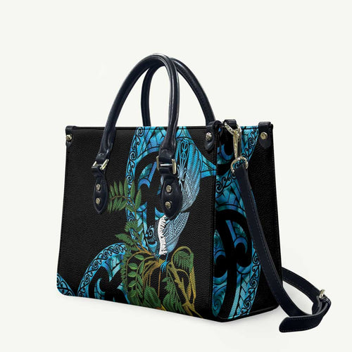 Turquoise New Zealand Kowhai And Piwakawaka Leather Bag Maori Ngaru Paua Shell - Aussie Hoodie