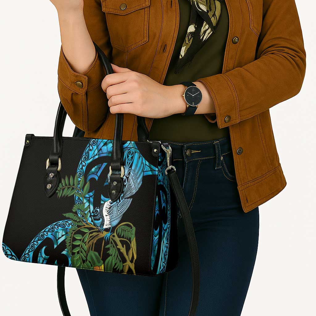 Turquoise New Zealand Kowhai And Piwakawaka Leather Bag Maori Ngaru Paua Shell - Aussie Hoodie