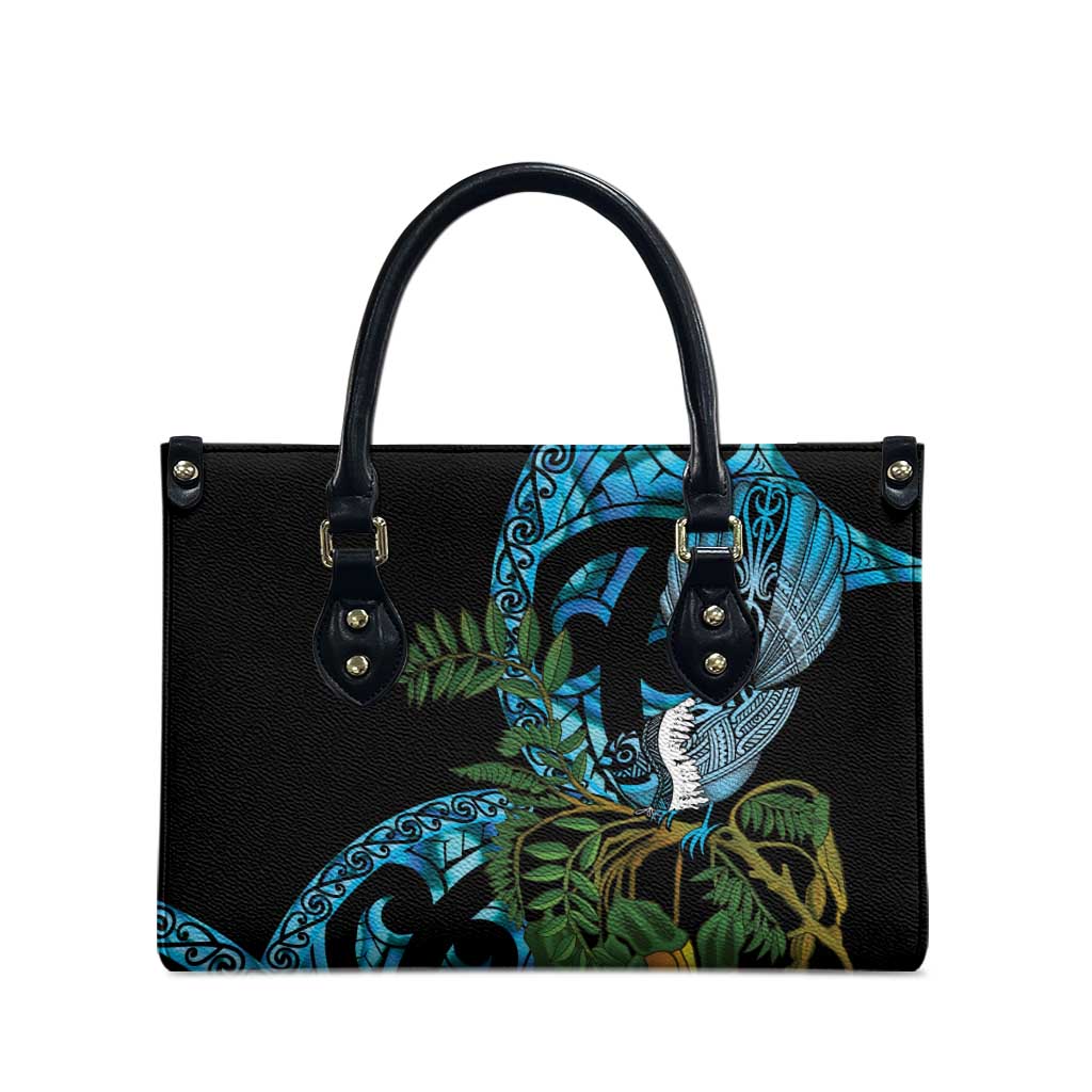 Turquoise New Zealand Kowhai And Piwakawaka Leather Bag Maori Ngaru Paua Shell - Aussie Hoodie