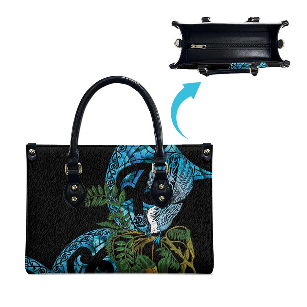 Turquoise New Zealand Kowhai And Piwakawaka Leather Bag Maori Ngaru Paua Shell - Aussie Hoodie
