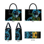 Turquoise New Zealand Kowhai And Piwakawaka Leather Bag Maori Ngaru Paua Shell - Aussie Hoodie