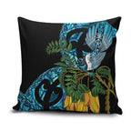 Turquoise New Zealand Kowhai And Piwakawaka Pillow Cover Maori Ngaru Paua Shell - Aussie Hoodie