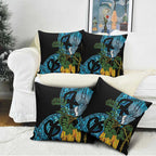 Turquoise New Zealand Kowhai And Piwakawaka Pillow Cover Maori Ngaru Paua Shell - Aussie Hoodie