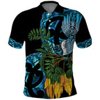 Turquoise New Zealand Kowhai And Piwakawaka Polo Shirt Maori Ngaru Paua Shell