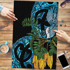 Turquoise New Zealand Kowhai And Piwakawaka Puzzle Maori Ngaru Paua Shell - Aussie Hoodie