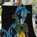 Turquoise New Zealand Kowhai And Piwakawaka Quilt Maori Ngaru Paua Shell