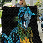 Turquoise New Zealand Kowhai And Piwakawaka Quilt Maori Ngaru Paua Shell