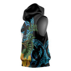Turquoise New Zealand Kowhai And Piwakawaka Sleeveless Hoodie Maori Ngaru Paua Shell - Aussie Hoodie