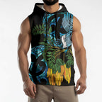 Turquoise New Zealand Kowhai And Piwakawaka Sleeveless Hoodie Maori Ngaru Paua Shell - Aussie Hoodie