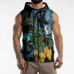 Turquoise New Zealand Kowhai And Piwakawaka Sleeveless Zip Hoodie Maori Ngaru Paua Shell LT14