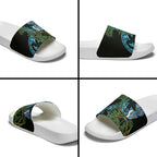 Turquoise New Zealand Kowhai And Piwakawaka Slide Sandals Maori Ngaru Paua Shell - Aussie Hoodie