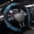 Turquoise New Zealand Kowhai And Piwakawaka Steering Wheel Cover Maori Ngaru Paua Shell
