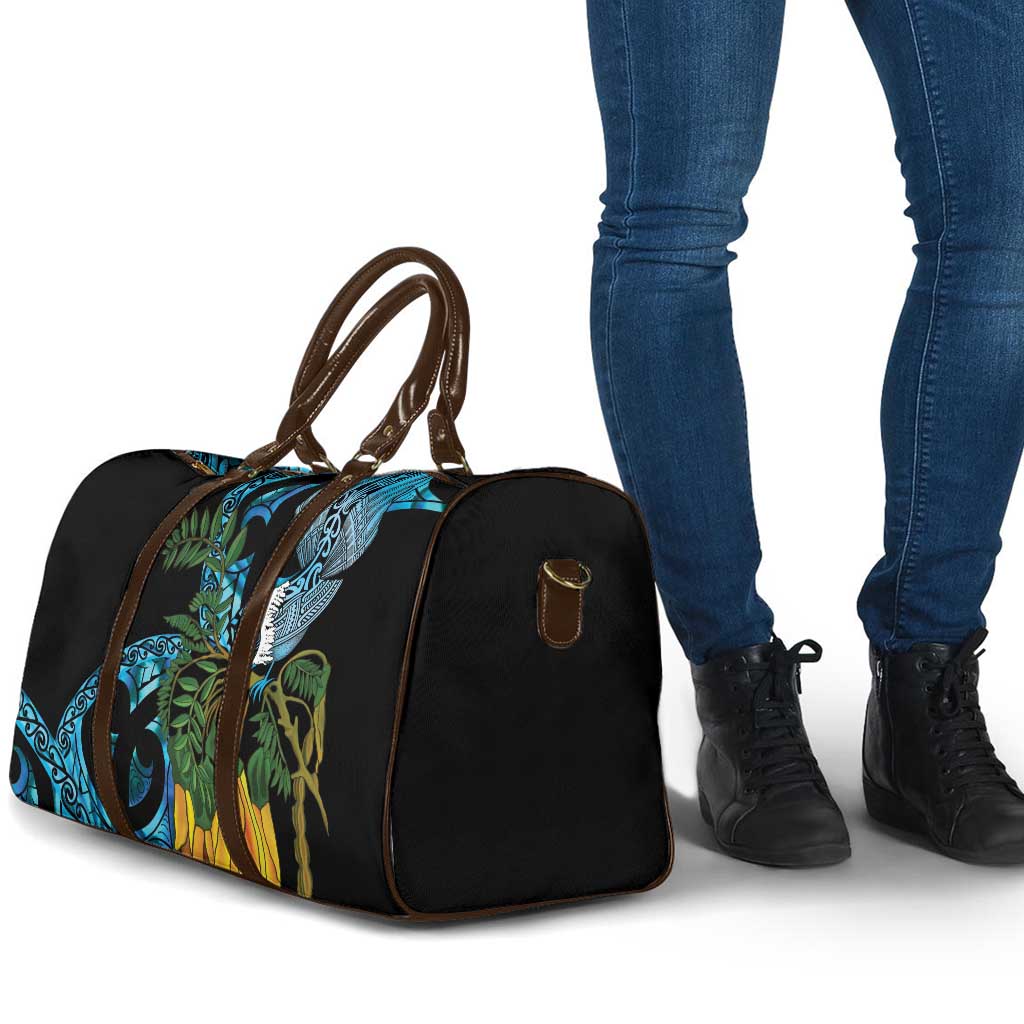 Turquoise New Zealand Kowhai And Piwakawaka Travel Bag Maori Ngaru Paua Shell - Aussie Hoodie
