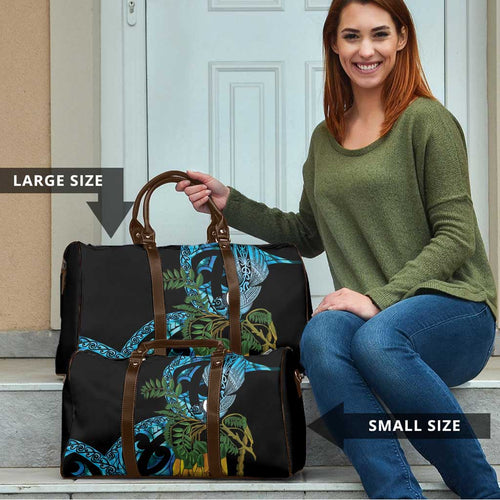 Turquoise New Zealand Kowhai And Piwakawaka Travel Bag Maori Ngaru Paua Shell - Aussie Hoodie